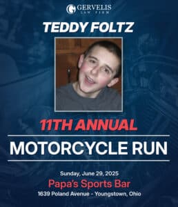 Teddy Foltz Motorcycle Run Flyer showing a photo of Teddy Foltz with details about the event.