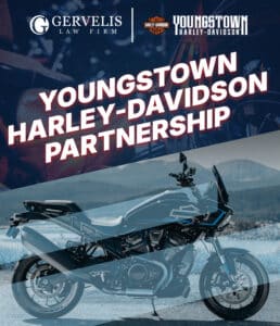 Youngstown-Harley Davidson partnership flyer with Gervelis Law Firm