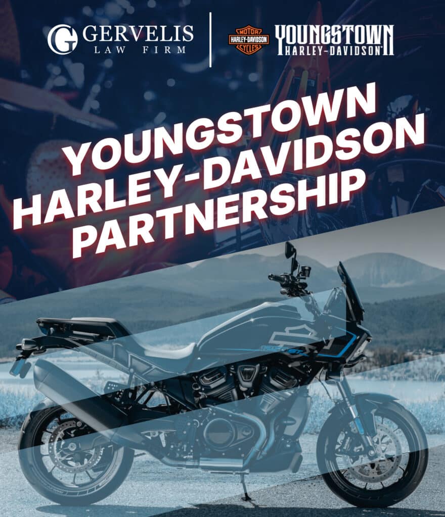 Youngstown-Harley Davidson partnership flyer with Gervelis Law Firm