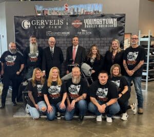 Gervelis team poses with Youngstown Harley Davidson staff