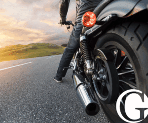 Closeup of motorcycle wheel