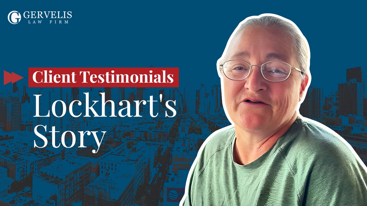Thumbnail photo that says "Client Testimonial: Lockhart's Story" with cutout of clients face