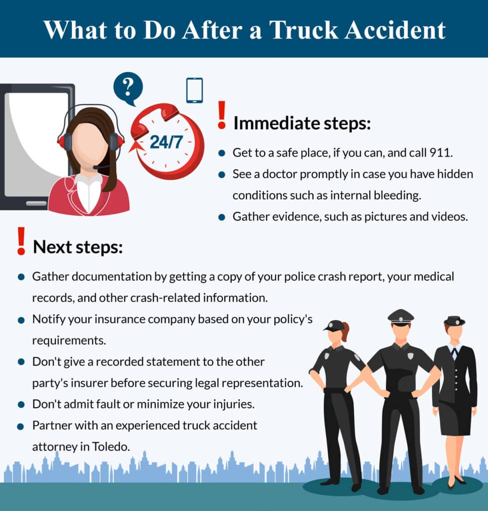 "What to Do After a Truck Accident" infographic detailing steps