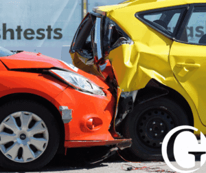 Cars involved in a rear end collision