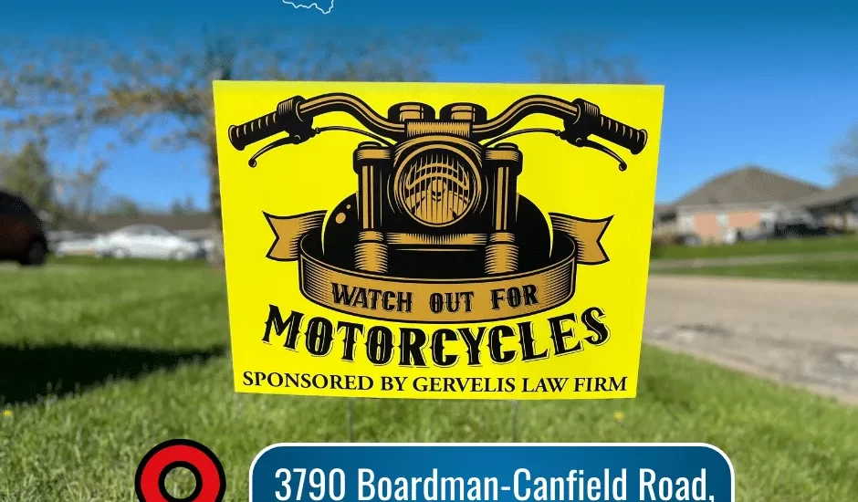 Gervelis Law Firm Giving Away Free “Watch For Motorcycles” Yard Signs