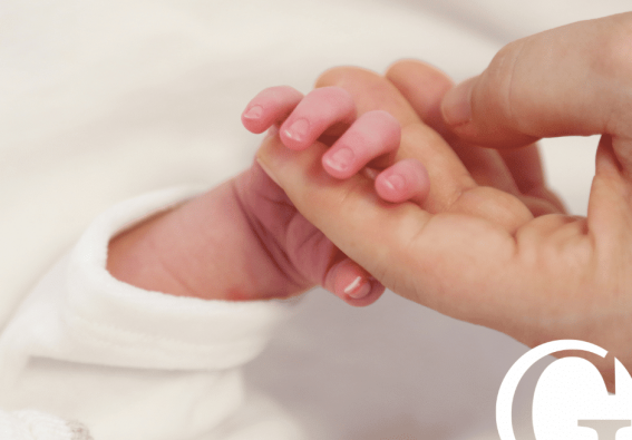 Closeup of mother holding a baby's hand
