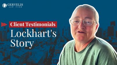 Thumbnail photo that says "Client Testimonial: Lockhart's Story" with cutout of clients face