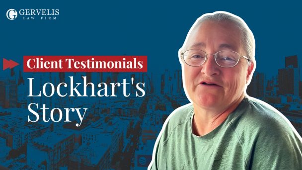 Thumbnail photo that says "Client Testimonial: Lockhart's Story" with cutout of clients face