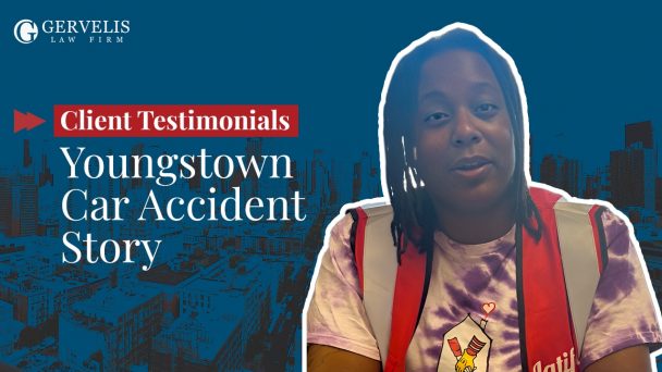 Thumbnail with client headshot next to words 'Youngstown Car Accident Story'