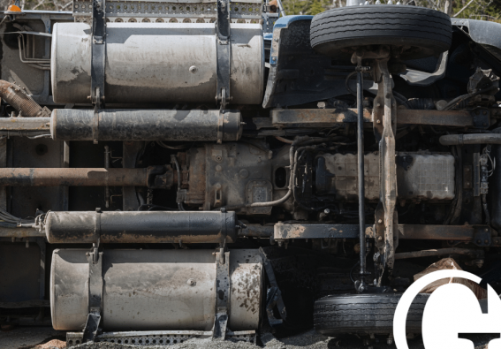 what-to-do-after-truck-accident Truck on its side after an accident
